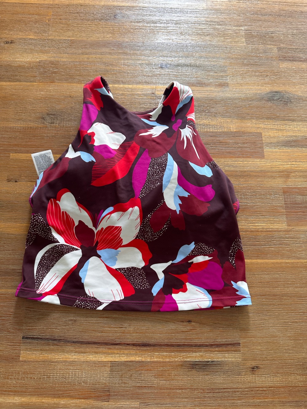 Athleta Floral Print Bikini Top in Burgundy, Red, Pink, White, Light Blue